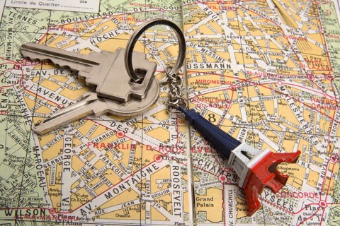 City map of Paris with Keys