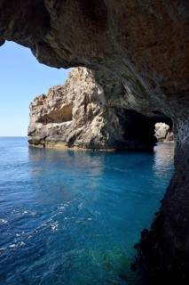 View from the sea cave Grotta Perciata