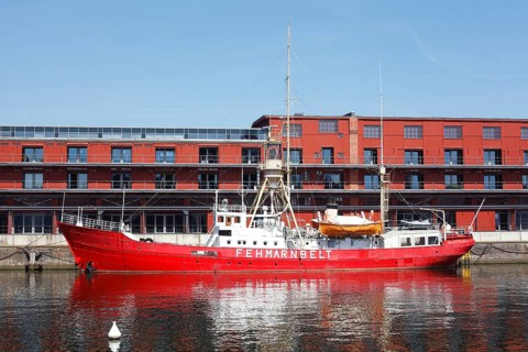 Lightship Fehmarnbelt at the Hansa harbour with Mediadocks