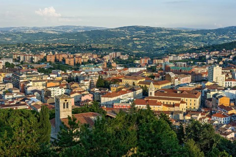 View from Castello Monforte to Campobasso with Church of San Bartolomeo and Cathedral