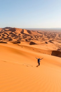 Woman running downhill