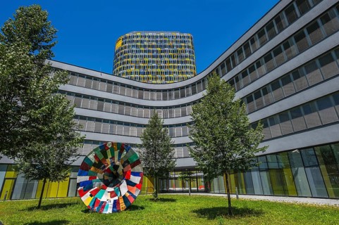 ADAC building with artwork