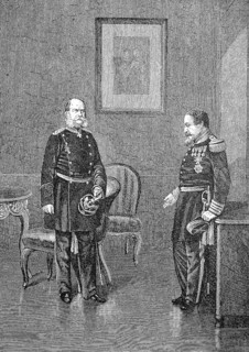 King William and Napoleon III. after the capitulation of Sedan in Bellevue Castle on September 2
