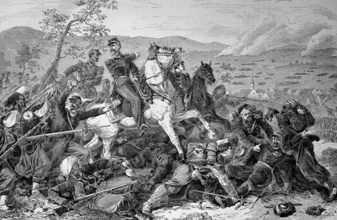 Patrice de Mac-Mahon on horseback in the Battle of Woerth