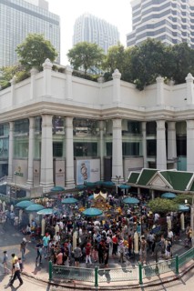 Many people at the Erawan Shrine with Hindu-God Brahma