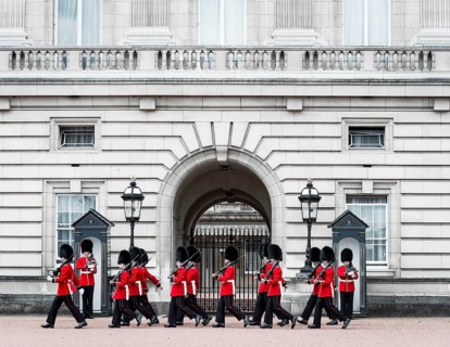 Guardsmen of the Royal Guard with bearskin cap