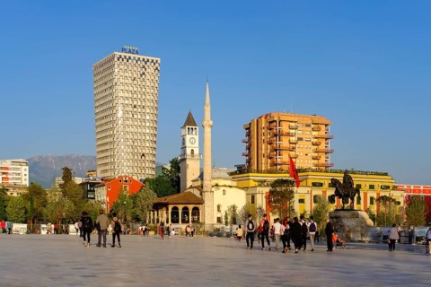 Skanderbeg Square with TID Tower Hotel Plaza