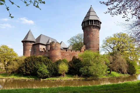 Linn moated castle in spring