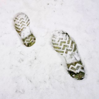 Shoe prints in snow