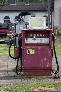 Old diesel filling station on the premises of the Bavarian Railway Museum Nordlingen