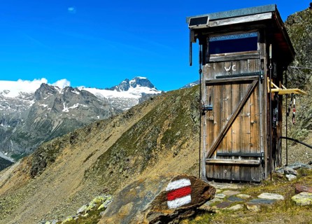 Toilet at the Bietschhorn mountain hut