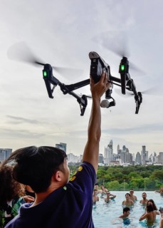 Man launches DJI Inspire 1 drone