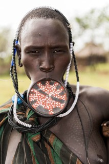 Woman with lip plate