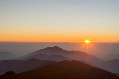 Sunset over the Hehuanshan Mountains