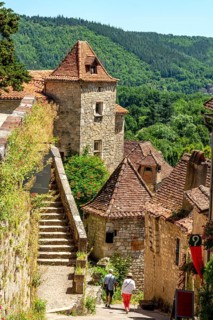 Saint-Cirq-Lapopie on Santiago de Compostela pilgrimage road