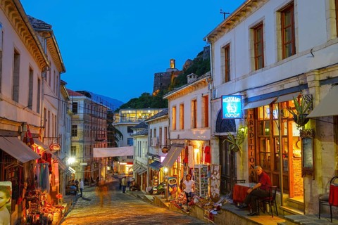 Bazaar district with castle