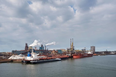 Steel mill of Tata Steel on the North Sea coast near Amsterdam
