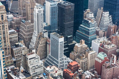 View from above on skyscrapers