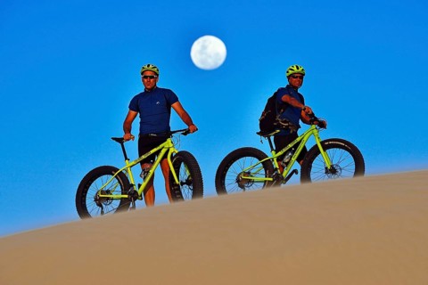 Fatbiker in the dunes near De Kelders