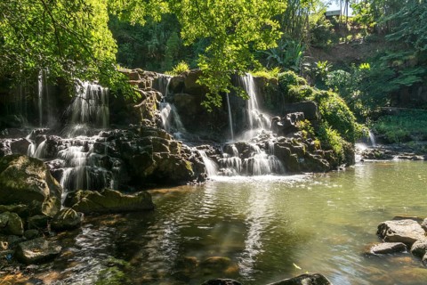 Waterfall in the park of Eureka House