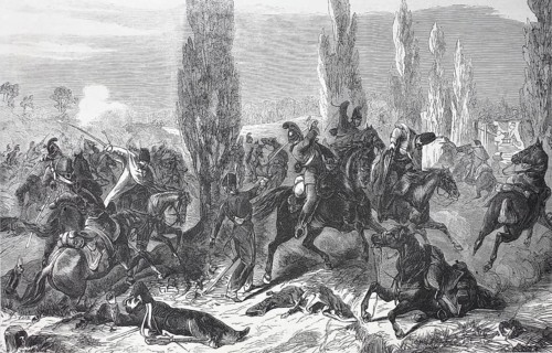 The 3rd Saxon cavalry regiment in battle at Buzaney on August 27
