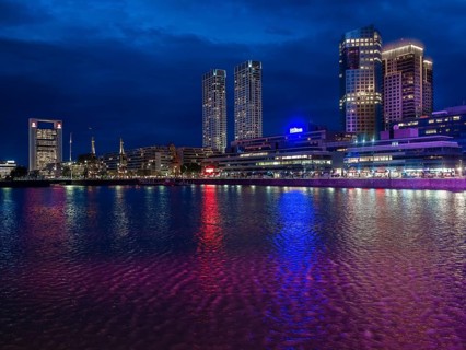 High-rise buildings at the south dock on the river Rio de la Plata
