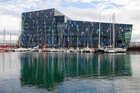 Harpa Concert Hall with marina