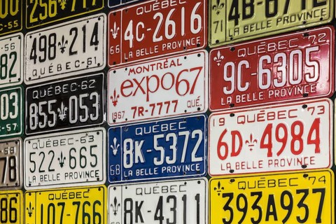 Colourful collection of vintage Quebec automobile licence plates