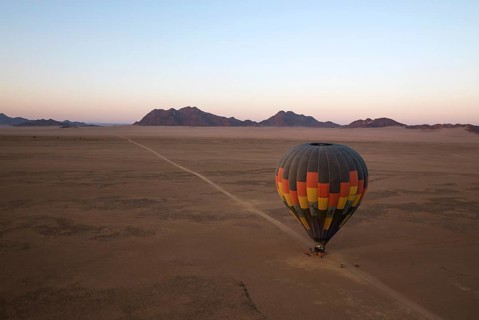 Hot-air balloon is ready for take-off