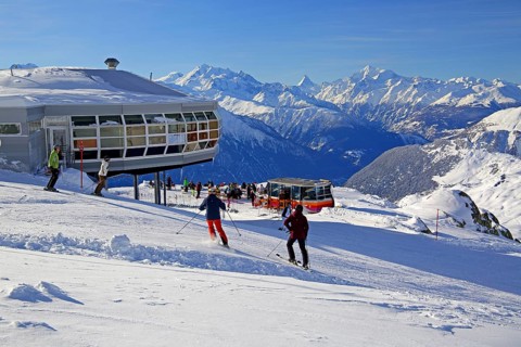 Mountain restaurant at the skiing area on the Bettmerhorn