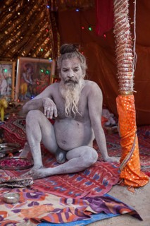 Naked Sadhu during Hindu festival Kumbh Mela