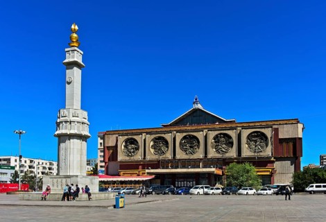 Independence Square with the Independence Monument and Central Museum for Dinosaurs