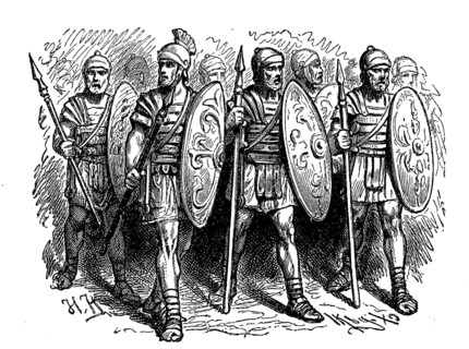 Roman legion soldiers with pilum