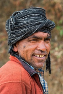 Nepalese man wearing a scarf