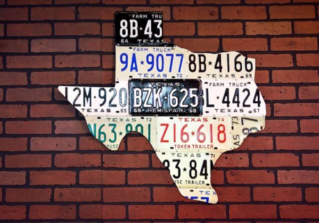 Outlines of Texas from license plates