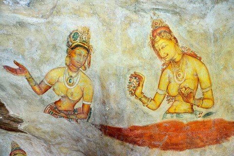 Fresco of the Cloud Girls on the Lion Rock of Sigiriya