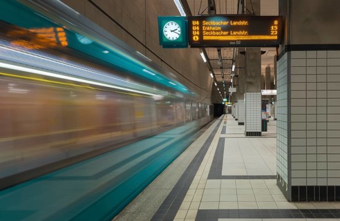 Departing metro at the platform