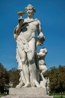 Park with statue of Bacchus