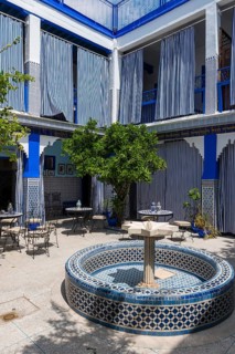 Blue tiles and fountain