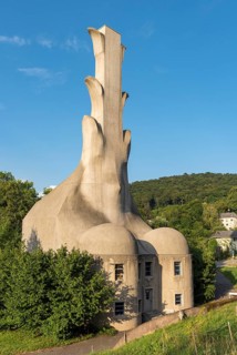 Boiler house with decorative chimney stack at Goetheanum