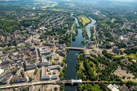 Mulheim city centre with views of Ruhrbania