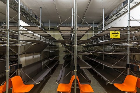 Sleeping room in a disused nuclear bunker