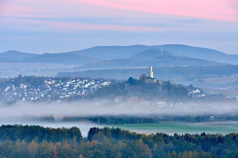 View of the city of Felsberg with Felsburg castle
