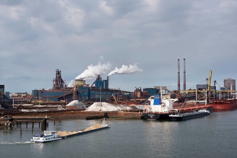 Steel mill of Tata Steel on the North Sea coast near Amsterdam