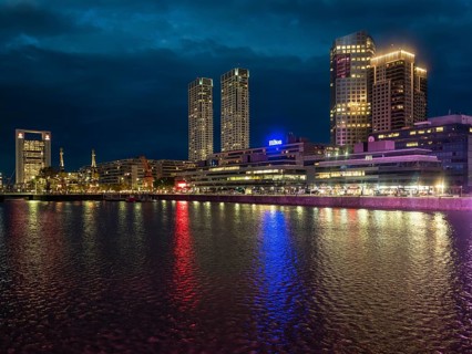 High-rise buildings at the south dock on the river Rio de la Plata