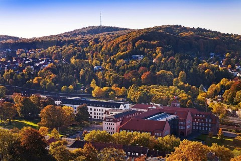 View of the town from Sparrenburg castle with the Dr. August Oetker works