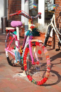 Parked colourful bicycle