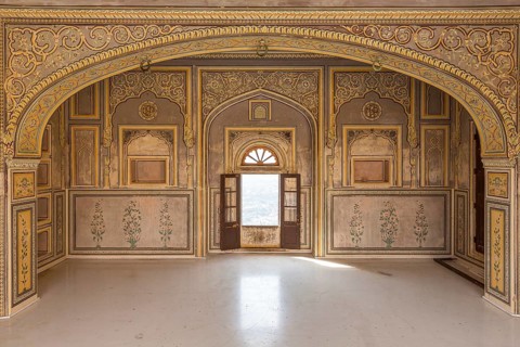 Room with historic wall painting in Nahargarh Fort