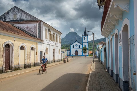 Street with colonial buildings