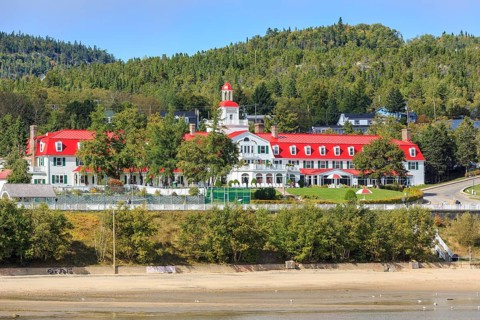 Hotel Tadoussac at the mouth of the Saguenay Fjord into the St. Lawrence River